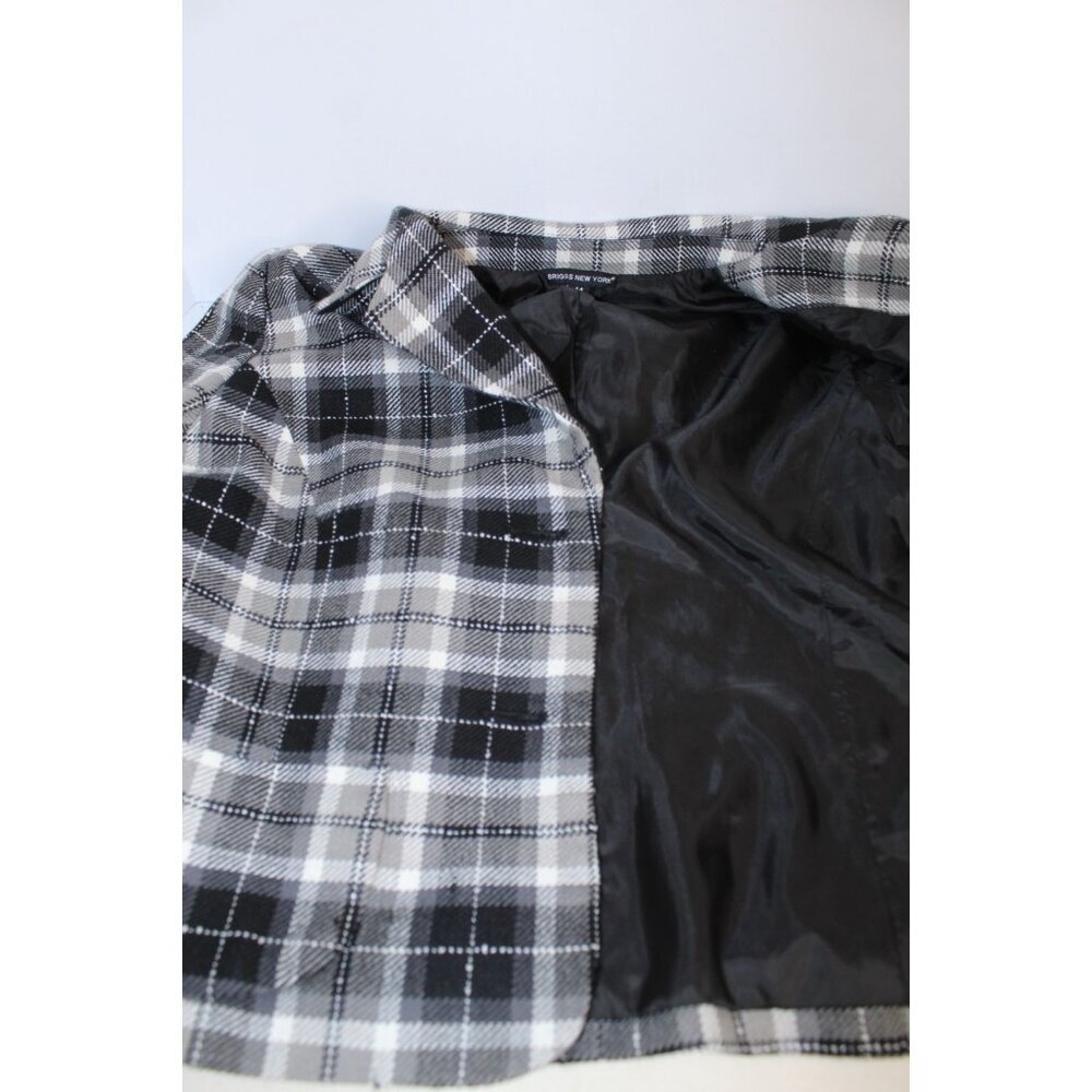 Briggs New York Plaid Blazer Women's 14 Black White Grey Lined Tailored Pockets‎ - Picture 13 of 14